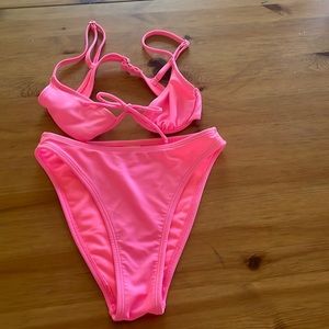 Pink two piece bikini, bathing suit, extra small